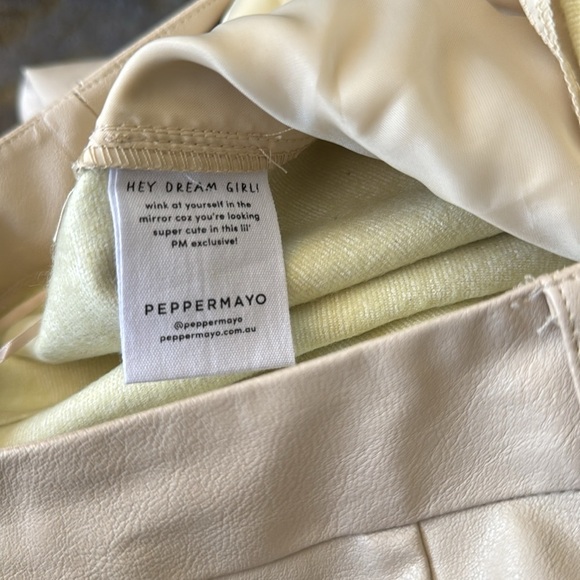 Peppermayo Ivory Walk On The Wild Side PU Cargo Pants. Straight wide legs. New. - Picture 10 of 11